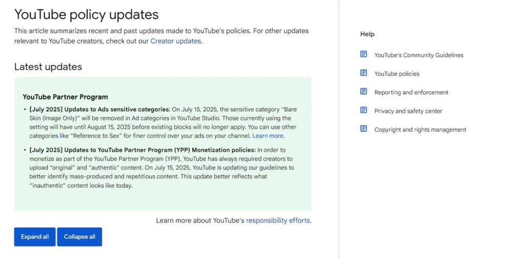 YouTube monetization policy in 2025